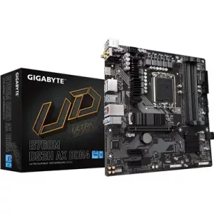 Gigabyte B760M DS3H AX DDR4 Ultra Durable Intel 1700 Socket Motherboard, Micro-ATX, 4x DDR4 Slots, 2x M.2 Sockets, 2.5GbE LAN, Wi-Fi 6E, 2x DisplayPort / 1x HDMI Port