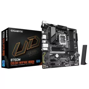 Gigabyte B760M DS3H WIFI6E GEN5 Intel 1700 Socket Motherboard, Micro-ATX, 4x DDR5 Slots, 2x M.2 Socket, 2.5GbE LAN, Wi-Fi 6E, 1x HDMI Port / 2x DisplayPort