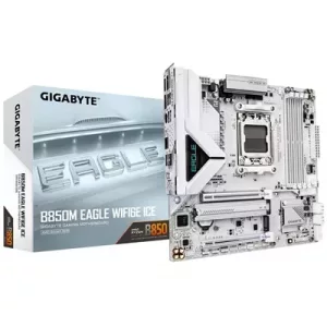 Gigabyte B850M Eagle WIFI6E ICE AMD AM5 Socket Motherboard, Micro ATX, 4x DDR5 Slots, 3x M.2 Sockets, Wi-Fi 6E, 2x DisplayPort / 1x HDMI Port