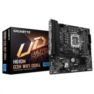 Gigabyte H610M D3H WIFI DDR4 Intel 1700 Socket Motherboard, Micro-ATX, 2x DDR4 Slots, 2x M.2 Socket, GbE LAN, Wi-Fi 5, 1x HDMI Port