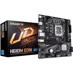 Gigabyte H610M D3W (Rev. 1.1) Intel 1700 Socket Motherboard, Micro-ATX, 2x DDR5 Slots, 1x M.2 Socket, GbE LAN, 1x DisplayPort / 1x HDMI Port