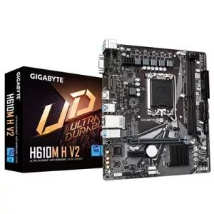 Gigabyte H610M H V2 (Rev. 1.0) Intel 1700 Socket Motherboard, Micro-ATX, 2x DDR5 Slots, 1x M.2 Socket, GbE LAN, 1x D-Sub / 1x HDMI Port