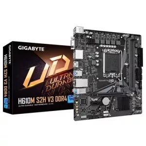 Gigabyte H610M S2H V3 DDR4 Ultra Durable Intel 1700 Socket Motherboard, Micro-ATX, 2x DDR4 Slots, 1x M.2 Socket, GbE LAN, 1x D-Sub / 2x DisplayPorts / 1x HDMI Port