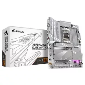Gigabyte X870 AORUS ELITE WIFI7 ICE AMD AM5 Socket Motherboard, ATX, 4x DDR5 Slots, 4x M.2 Sockets, Fitted I/O Shield, 2.5GbE LAN, Wi-Fi 7, 1x HDMI Port / 2x USB-C (USB4)