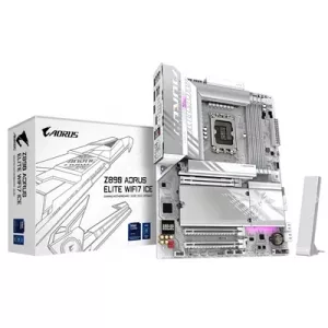 Gigabyte Z890 AORUS ELITE WIFI7 ICE Intel 1851 Socket Motherboard, ATX, 4x DDR5 Slots, 4x M.2 Sockets, Fitted I/O Shield, 2.5GbE LAN, Wi-Fi 7, 1x DisplayPort / 1x USB-C (USB4)