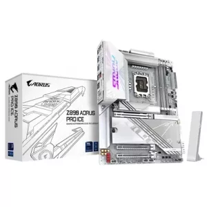 Gigabyte Z890 AORUS PRO ICE Intel 1851 Socket Motherboard, ATX, 4x DDR5 Slots, 5x M.2 Sockets, Fitted I/O Shield, 5GbE LAN, Wi-Fi 7, 2x USB-C (USB4)