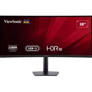 Viewsonic VA3820C 38 Inch UltraWide Quad HD LED Curved Monitor with USB-C Hub, 4.8ms,  HDMI, Display Port, 3840 x 1600, 75Hz, Speakers, Height Adjustable, Black