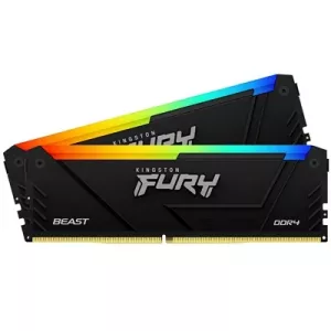 Kingston FURY Beast KF432C16BB2AK2/16 16GB (2x 8GB) DIMM System Memory, 3200MHz, DDR4, CL16, Black, RGB, Intel XMP