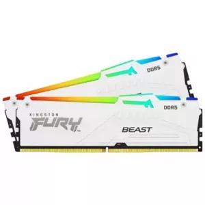 Kingston FURY Beast KF560C36BWEAK2-64 64GB (2x 32GB) DIMM System Memory, 6000MHz, DDR5, CL36, White, RGB, Intel XMP, AMD EXPO