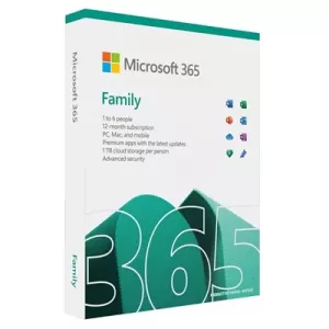 Microsoft 365 Family Medialess 1 Year Subscription 6 Users - Retail Boxed FY25H2