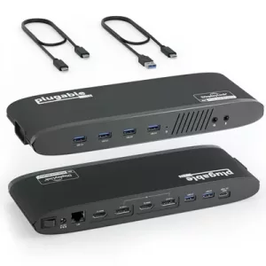 Plugable UD-6950H Universal Dual Monitor 4K USB-A/USB-C DisplayLink Certified Docking Station