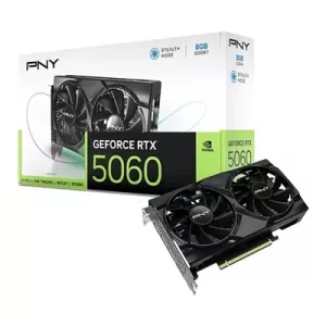 PNY NVIDIA GeForce RTX 5060 8GB GDDR7 Graphics Card, 3840 CUDA Cores, 2280 MHz Core Clock, Dual Fan, 3x DisplayPorts / 1x HDMI Port