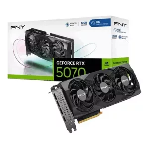 PNY NVIDIA GeForce RTX 5070 OC 12GB GDDR7 Graphics Card, 6144 CUDA Cores, 2160 MHz Core Clock, Triple Fan, 3x DisplayPorts / 1x HDMI Port