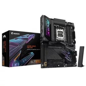 Gigabyte X870E AORUS PRO X3D AMD AM5 Socket Motherboard, ATX, 4x DDR5 Slots, 4x M.2 Sockets, Fitted I/O Shield, 5GbE LAN, Wi-Fi 7, 1x HDMI Port / 2x USB-C (USB4)