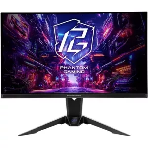 ASRock Phantom Gaming PGO27QFV 27 Inch QHD (2560 x 1440) Flat QD-OLED Gaming Monitor, 360Hz 0.03ms (GTG) Response Time, 2 x HDMI 2.1; 1 x DisplayPort 1.4, 1 x Type-C (DP Alt Mode / PD 15W), Height, Swivel, Tilt Adjustment, Integrated Wi-Fi Antenna