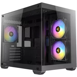 Antec CX600M ARGB Mini-Tower PC Gaming Case, 270 Full-View Tempered Glass, 3x 120mm ARGB LED Fans, USB 3.0, Dust Filters, Tool-Free Installation, Black