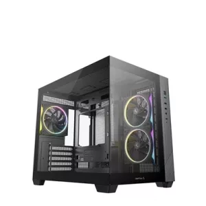 DeepCool CG330 3F ARGB Dual-Chamber Micro-ATX Tower Case, Tempered Glass Panels, 3 x 120mm ARGB Fans, USB 3.0, ITX/Micro-ATX, Black