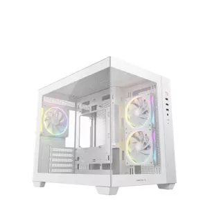 DeepCool CG330 3F ARGB Dual-Chamber Micro-ATX Tower Case, Tempered Glass Panels, 3 x 120mm ARGB Fans, USB 3.0, ITX/Micro-ATX, White