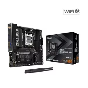 ASRock B850M Challenger WiFi AMD AM5 Socket Motherboard, Micro-ATX, 4x DDR5 Slots, 2x M.2 Socket, Fitted I/O Shield, 2.5GbE LAN, Wi-Fi 7, 1x HDMI Port