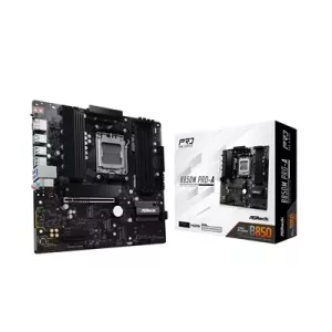 ASRock B850M Pro-A AMD AM5 Socket Motherboard, Micro-ATX, 4x DDR5 Slots, 3x M.2 Sockets, 2.5GbE LAN, 1x DisplayPort / 1x HDMI Port