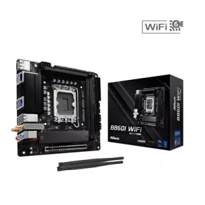 ASRock B860I WiFi Intel 1851 Socket Motherboard, Mini-ITX, 2x DDR5 Slots, 2x M.2 Socket, 2.5GbE + 1GbE LAN, Wi-Fi 6E, 1x DisplayPort / 1x HDMI Port