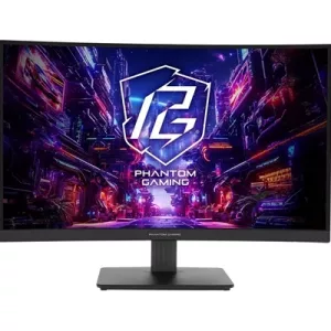 ASRock Phantom Gaming PG27QRT1B 27 Inch QHD (2560 x 1440) Curved 1500R VA Gaming Monitor, 180Hz 1ms (MPRT) Response Time, 2 x HDMI 2.0, 1 x DisplayPort 1.4, 1 x Headphone Out