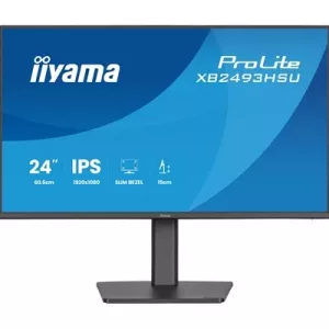 iiyama PROLITE XB2493HSU-B1 24 inch IPS Monitor, Full HD, 1ms, USB Hubx2, HDMI, DisplayPort, Freesync, 120Hz, Speakers, Black, ACR, Internal PSU, VESA, Height Adjustable