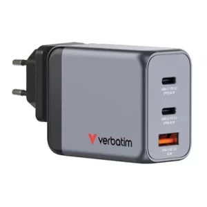 Verbatim (32201) GNC-65 GaN Charger 65W with 2 x USB-C PD 65W / 1 x USB-A QC 3.0 (EU/UK/US)
