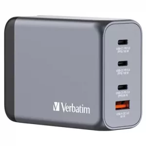 Verbatim (32204) GNC-200 GaN Charger 200W with 2 x USB-C PD 100W / 1 x USB-C PD 65W / 1 x USB QC 3.0 (EU/UK/US)