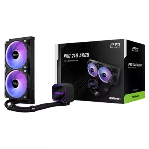ASRock Pro 240 ARGB AIO Liquid CPU Cooler, 240mm Radiator, Dual 120mm PWM Fans, Addressable RGB, Intel LGA1700/1851 & AMD AM5/AM4 Compatible