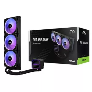 ASRock Pro 360 ARGB AIO Liquid CPU Cooler, 360mm Radiator, Triple 120mm PWM Fans, Addressable RGB, Intel LGA1700/1851 & AMD AM5/AM4 Compatible