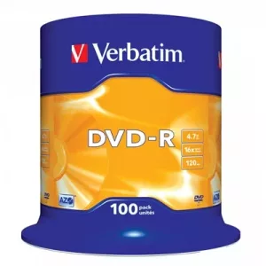 Verbatim (43549) DVD-R 16X 100 Pack Spindle 4.7GB Matt Silver