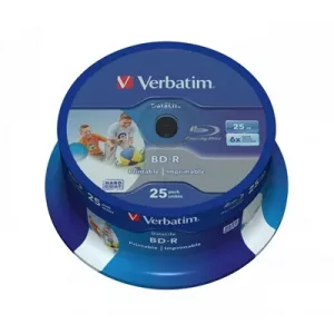 Verbatim (43811) BD-R SL Datalife 25GB 6X 25 Pack Spindle Wide Printable NO ID