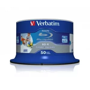 Verbatim (43812) BD-R SL Datalife 25GB 6X 50 Pack Spindle Wide Printable No ID