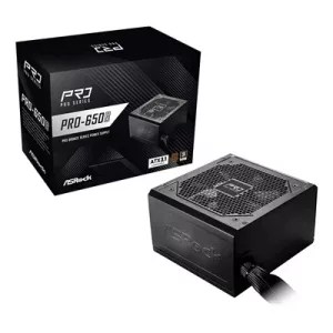 ASRock PRO-650B 650B ATX Power Supply Unit, 80 PLUS Bronze Certified, Low noise 120mm FAN, High Efficiency PSU