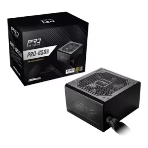 ASRock PRO-650G 650W ATX Power Supply Unit, 80 Plus Gold Certified, 120mm Silent Cooling Fan, High Efficiency PSU