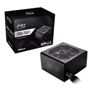 ASRock PRO-750G 750W ATX Power Supply Unit, 80 Plus Gold Certified, 120mm Silent Cooling Fan, High Efficiency PSU