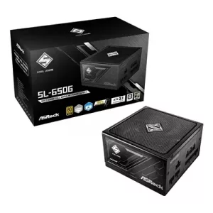 ASRock Steel Legend SL-650G 650W ATX Power Supply Unit, 80 Plus Gold Certified, 120mm Silent Cooling Fan, High Efficiency PSU