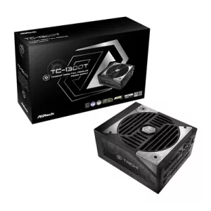 ASRock TC-1300T 1300W ATX, Power Supply Unit, 80 PLUS TITANIUM Certified. 135mm Striped Axial FDB Fan, High Efficiency PSU