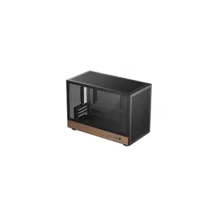 DeepCool CH260 Micro-ATX Mini Tower PC Gaming Case, Wood, Tempered Glass Side Panel USB Type-C High Airflow Supports ATX PSU & RTX GPUs Black