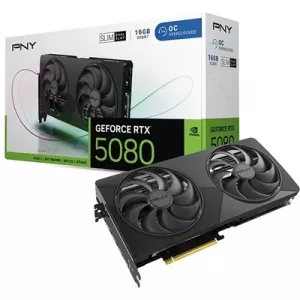 PNY NVIDIA GEFORCE RTX 5080 SLIM OC 16GB GDDR7 Graphics Card, 10752 Cuda Cores, 2295 MHz Core Clock, Dual Fan, 3x DisplayPorts/ 1 x HDMI Port