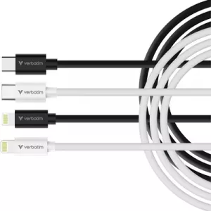 Verbatim (32392) Essentials Sync & Charge USB-C to Lightning Cables (2 pack) Black & White, 1m, 27W PD, 480Mbps, USB Power Delivery 3.0 Supports Up To 27W Charging Power