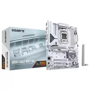 Gigabyte B850 EAGLE WIFI7 ICE AMD AM5 Socket Motherboard, ATX, 4x DDR5 Slots, 3x M.2 Socket, Fitted I/O Shield, 2.5GbE LAN, Wi-Fi 7, 1x DisplayPort / 1x HDMI Port