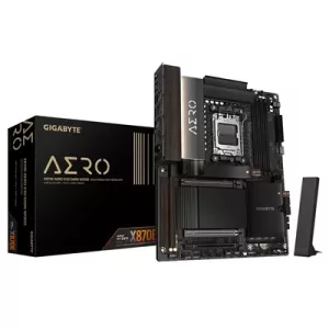 Gigabyte X870E AERO X3D DARK WOOD AMD AM5 Socket Motherboard, ATX, 4x DDR5 Slots, 4x M.2 Sockets, Fitted I/O Shield, 2x 5GbE LAN, Wi-Fi 7, 1x HDMI Port / 2x USB-C (USB4)