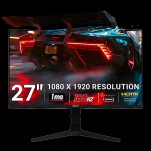 piXL CM27C7 27 Inch 165Hz Full HD Curved HDR Widescreen Gaming Monitor with AMD Freesync & NVidia G-Sync, 1ms Response Time, 165Hz Refresh Rate, DisplayPort, HDMI, USB-A, VESA Mount & Height Adjust