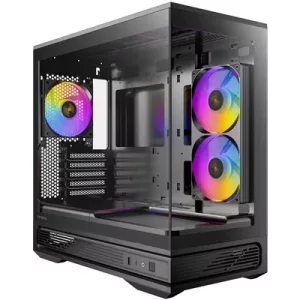 Antec Constellation C2M ARGB Micro-ATX PC Case, 270' Panoramic Tempered Glass, 240mm and 120mm ARGB PWM Fans, USB-C, 360mm Radiator Support, Black