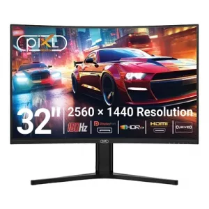 piXL X-Series 27GS32QIDPHA 32 Inch QHD IPS Gaming Monitor with 180Hz Refresh Rate, 2560 x 1440 Resolution, 1ms Response Time, HDR10+, Adaptive Sync, 2x HDMI 2.0 & 2x DisplayPort 1.4, Height Adjustable